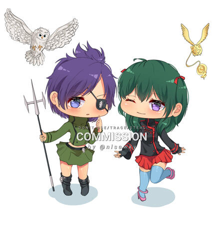 2x Fullbody CHibi + Add Item Commission for Client on Twitter - 2021